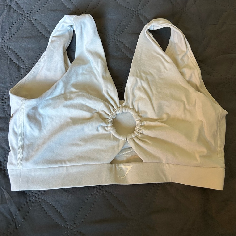 Gymshark White Ring-Detail Cutout Sports Bra